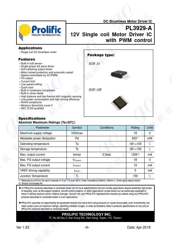 PL3929-A Datasheet Preview