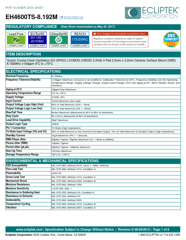 EH4600TS-8.192M Datasheet Preview