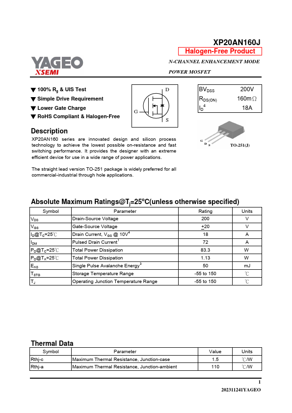 XP20AN160J Datasheet Preview