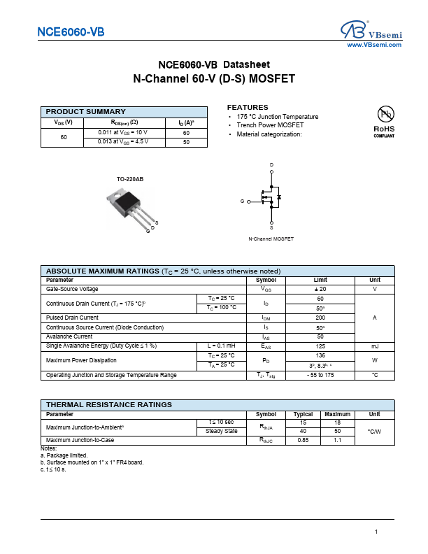 NCE6060 Datasheet Preview
