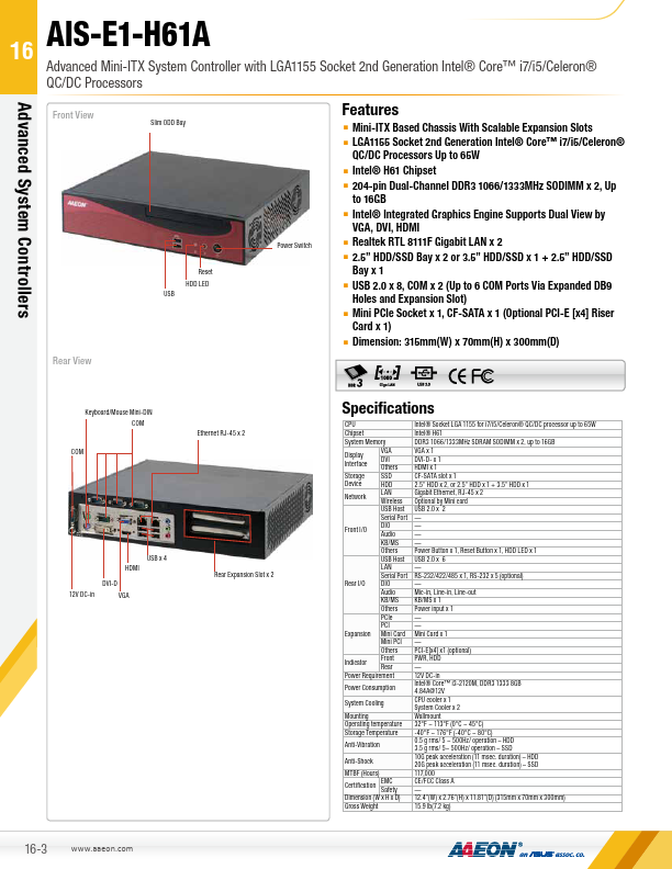 AIS-E1-H61A Datasheet Preview