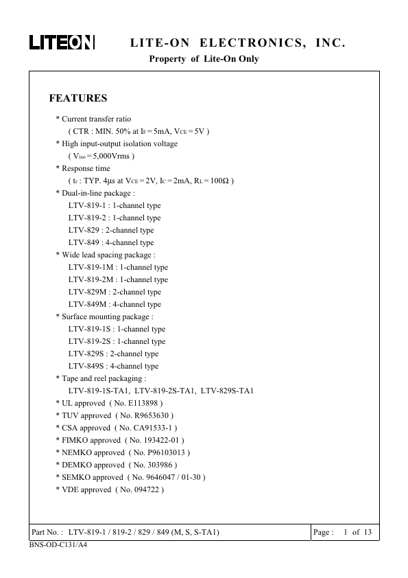 LTV-819-1S Datasheet Preview