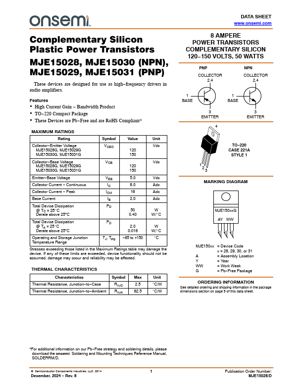 MJE15029 Datasheet Preview
