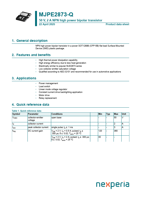 MJPE2873-Q Datasheet Preview