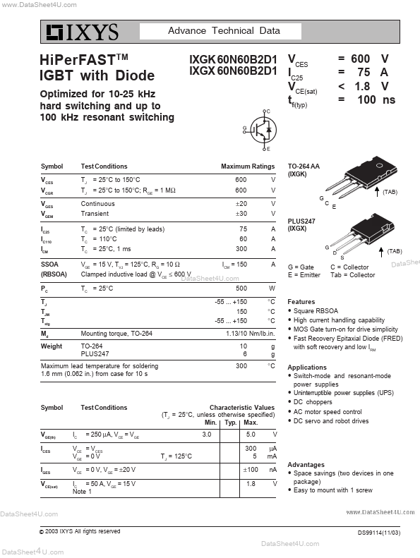 IXGK60N60B2D1