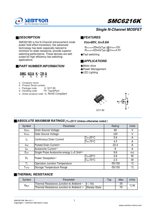 SMC6216K Datasheet Preview
