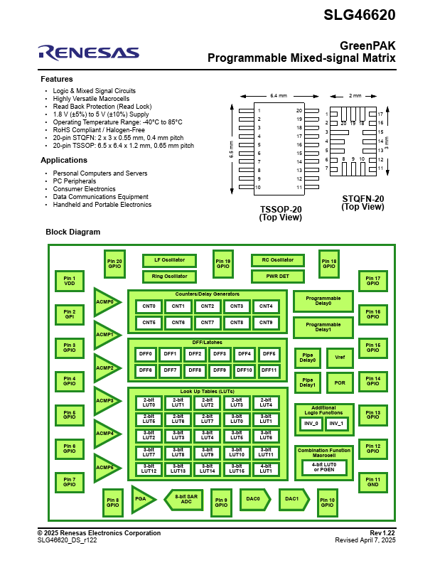 SLG46620 Datasheet Preview