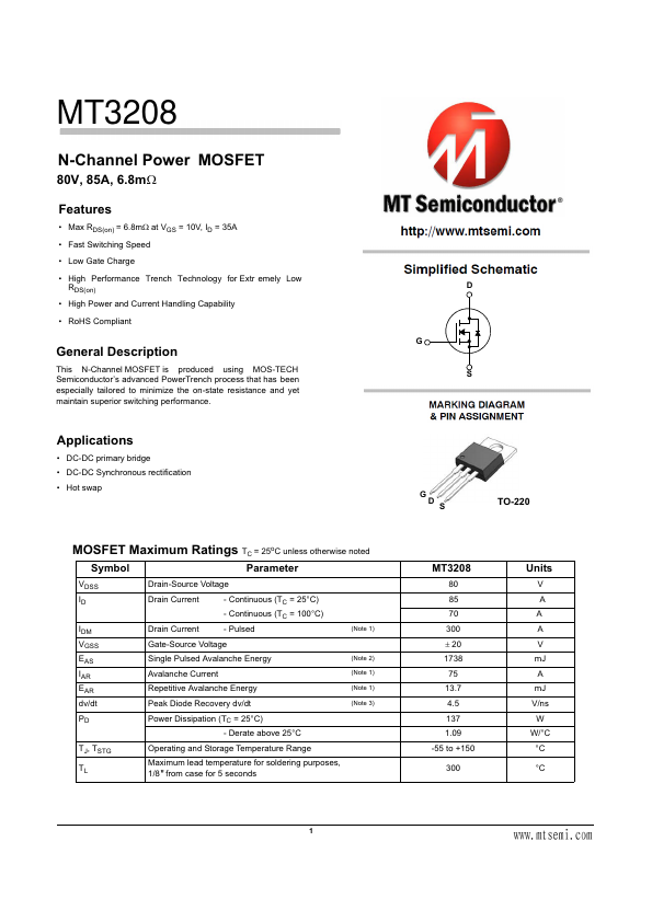 MT3208 Datasheet Preview