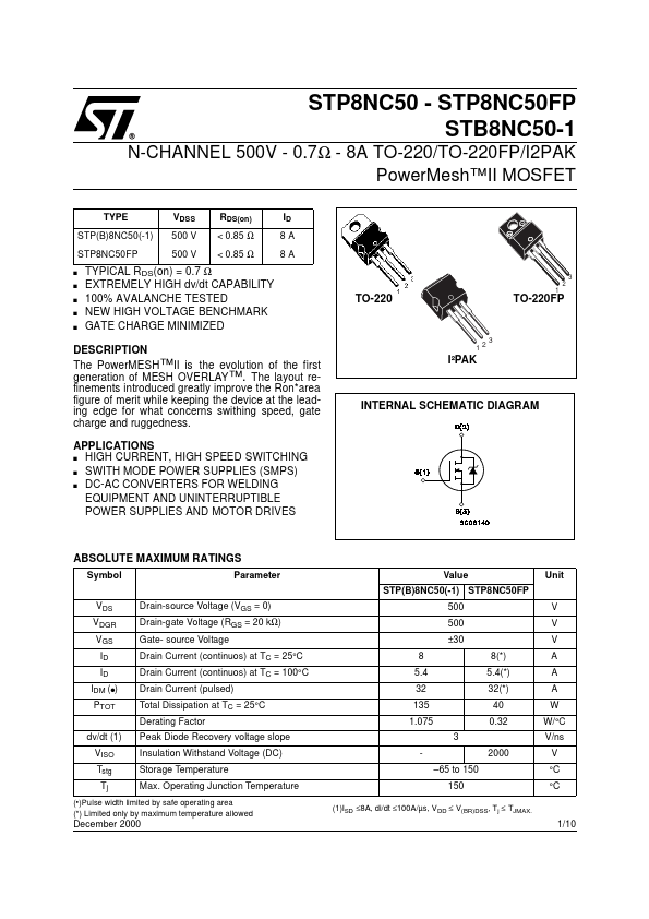 STP8NC50