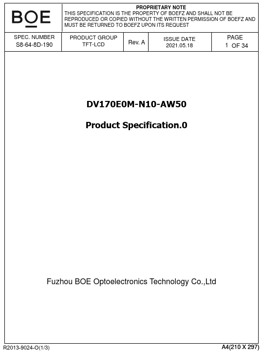DV170E0M-N10-AW50 Datasheet Preview