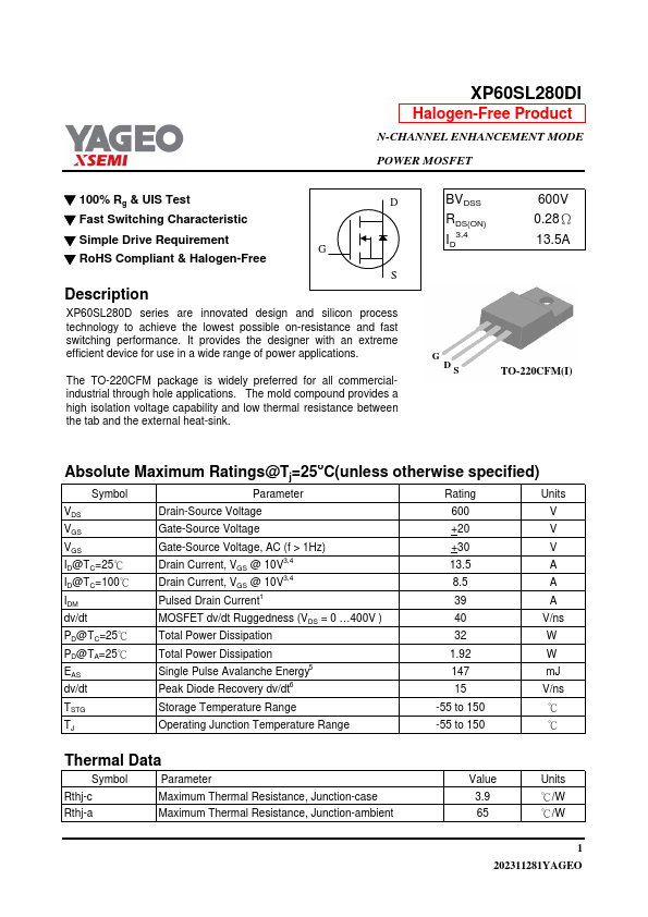 XP60SL280DI Datasheet Preview
