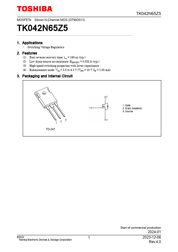 TK042N65Z5 Datasheet Preview