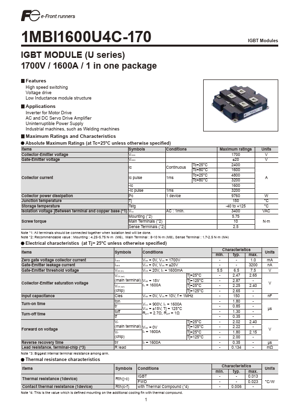 1MBI1600U4C-170