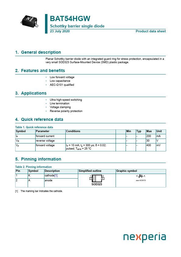 BAT54HGW Datasheet Preview