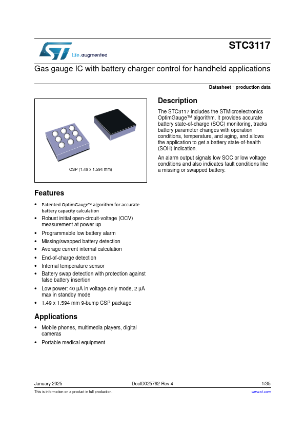 STC3117 Datasheet Preview