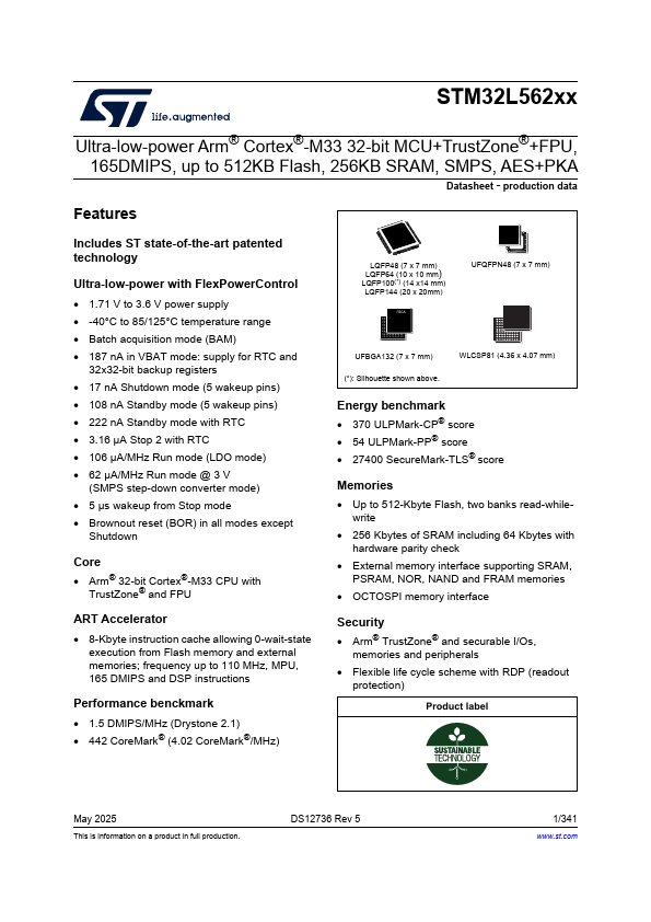 STM32L562QE Datasheet Preview