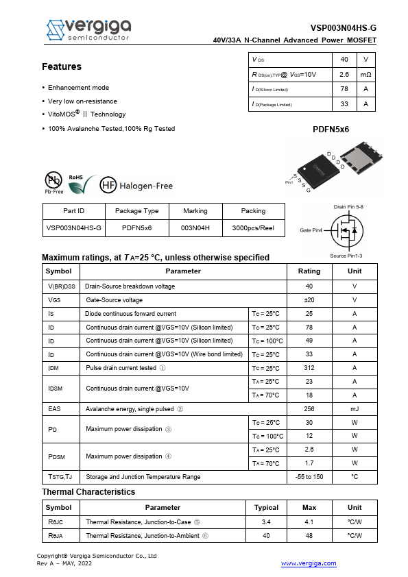 VSP003N04HS-G Datasheet Preview