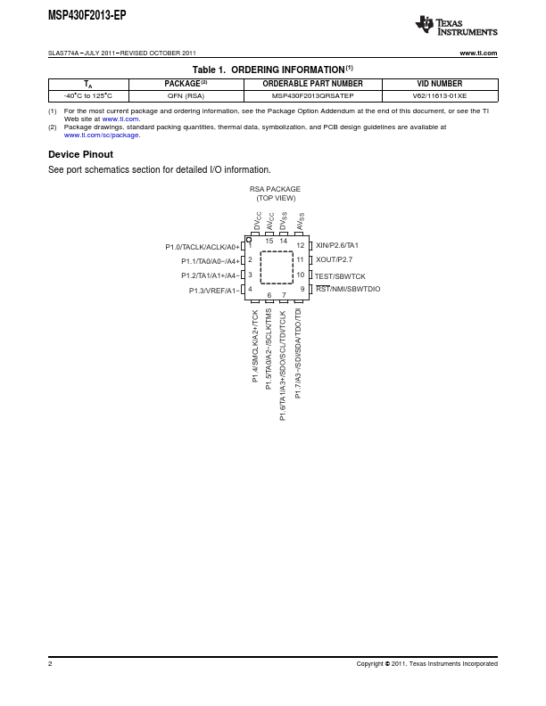 MSP430F2013-EP