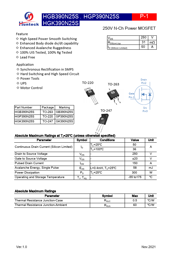 HGB390N25S Datasheet Preview