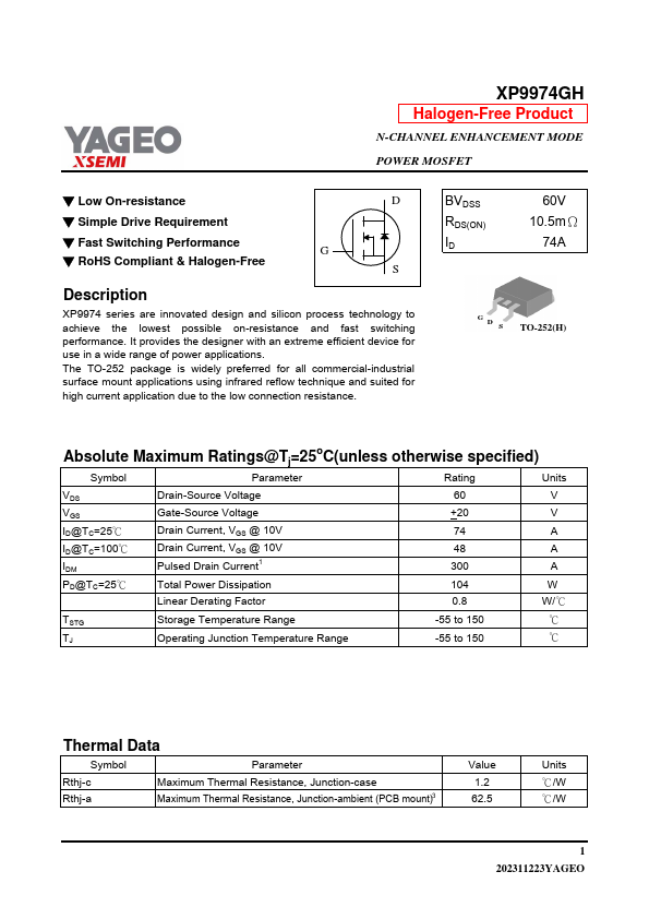 XP9974GH Datasheet Preview