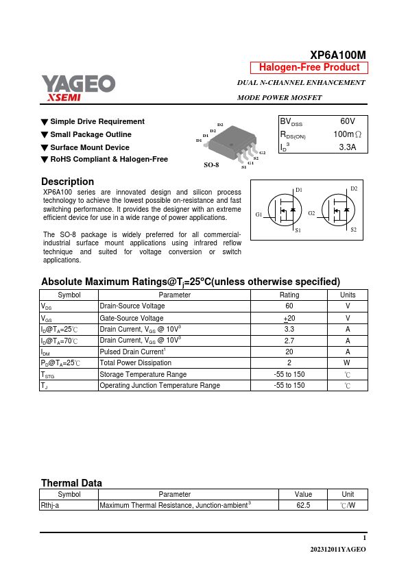 XP6A100M Datasheet Preview