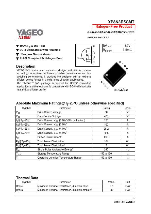 XP8N3R5CMT Datasheet Preview