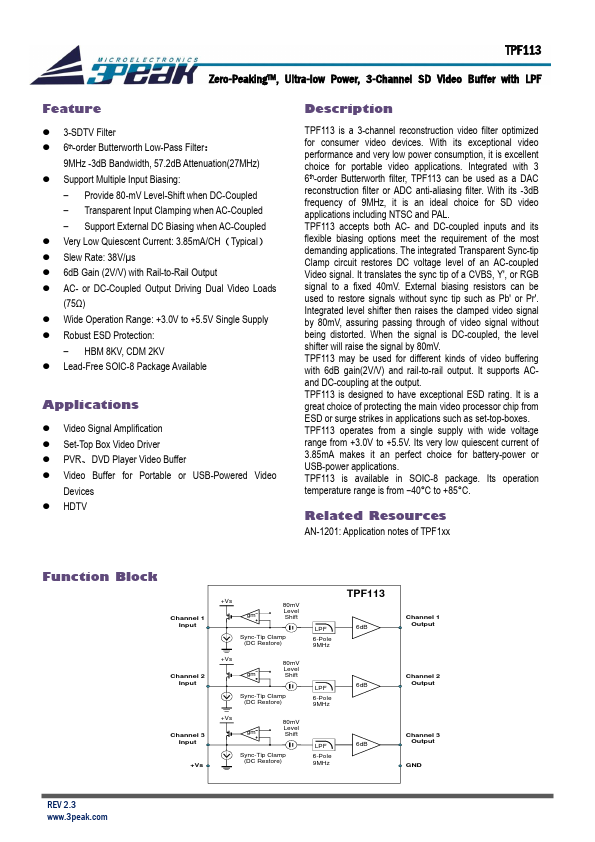 TPF113 Datasheet Preview