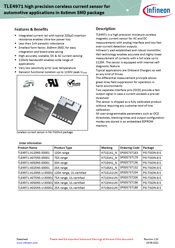 TLE4971 Datasheet Preview