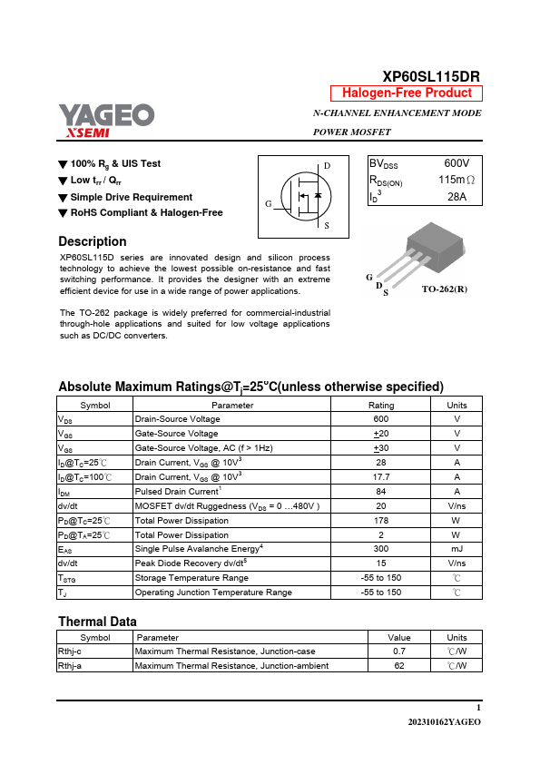 XP60SL115DR Datasheet Preview