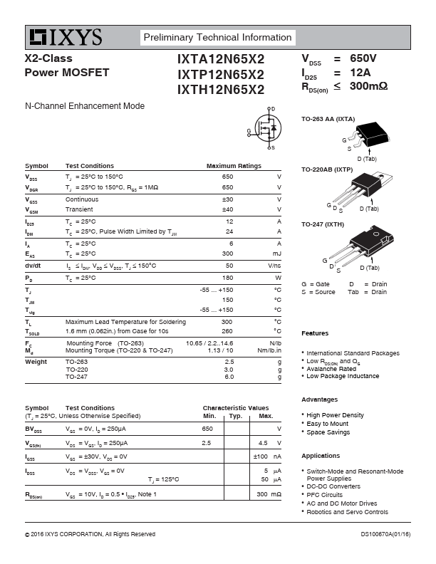 IXTP12N65X2