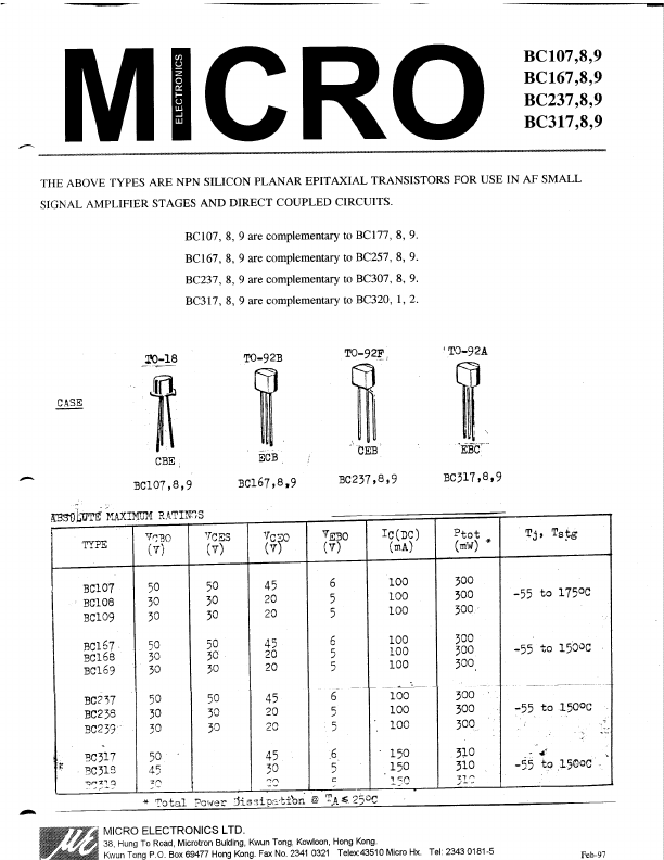 BC169 Datasheet Preview