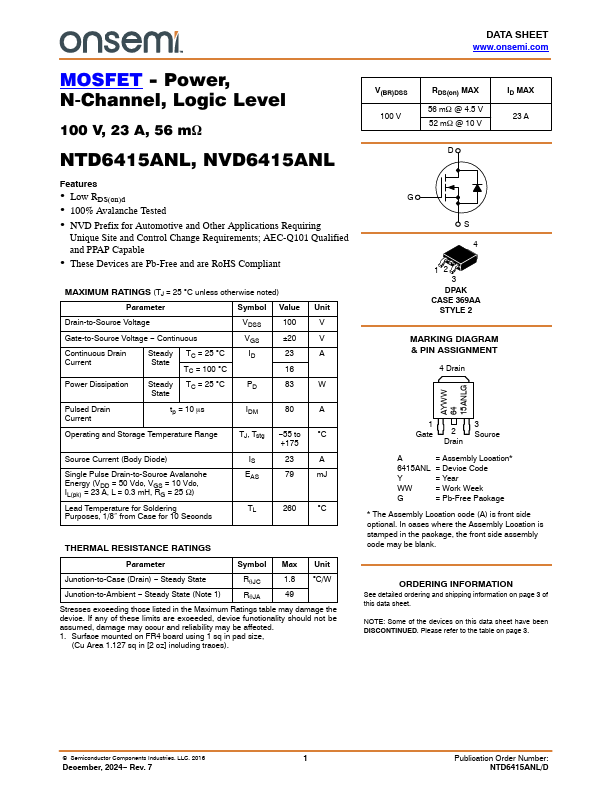 NTD6415ANL Datasheet Preview