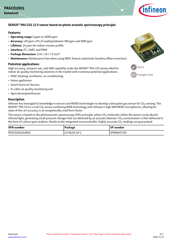 PASCO2V01 Datasheet Preview