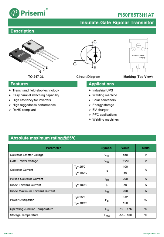 PI50F65T3H1A7 Datasheet Preview
