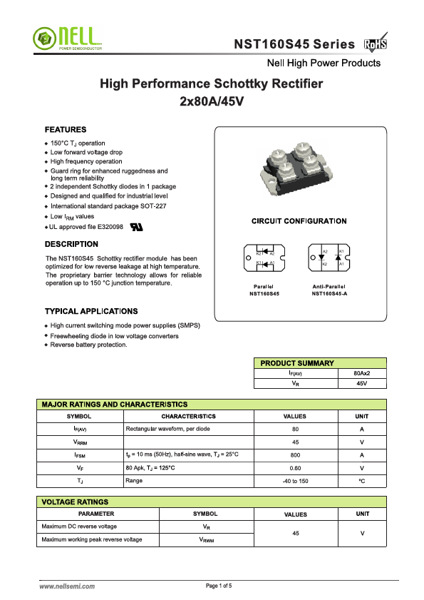 NST160S45 Datasheet Preview