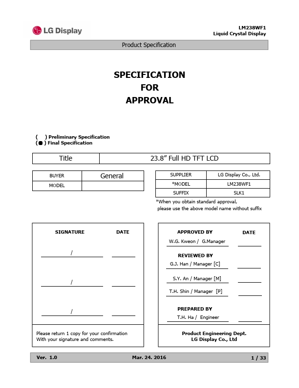 LM238WF1-SLK1 Datasheet Preview