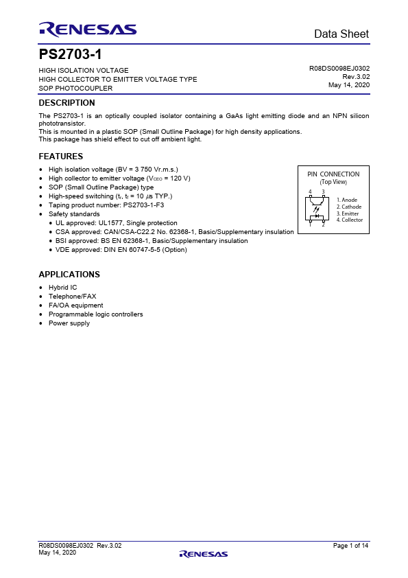 PS2703-1 Datasheet Preview