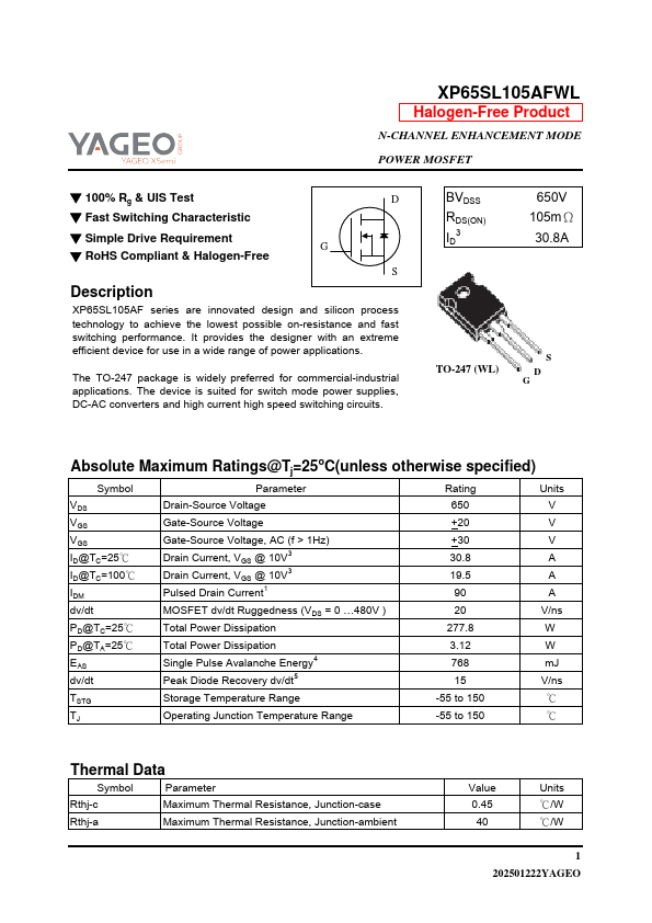 XP65SL105AFWL Datasheet Preview