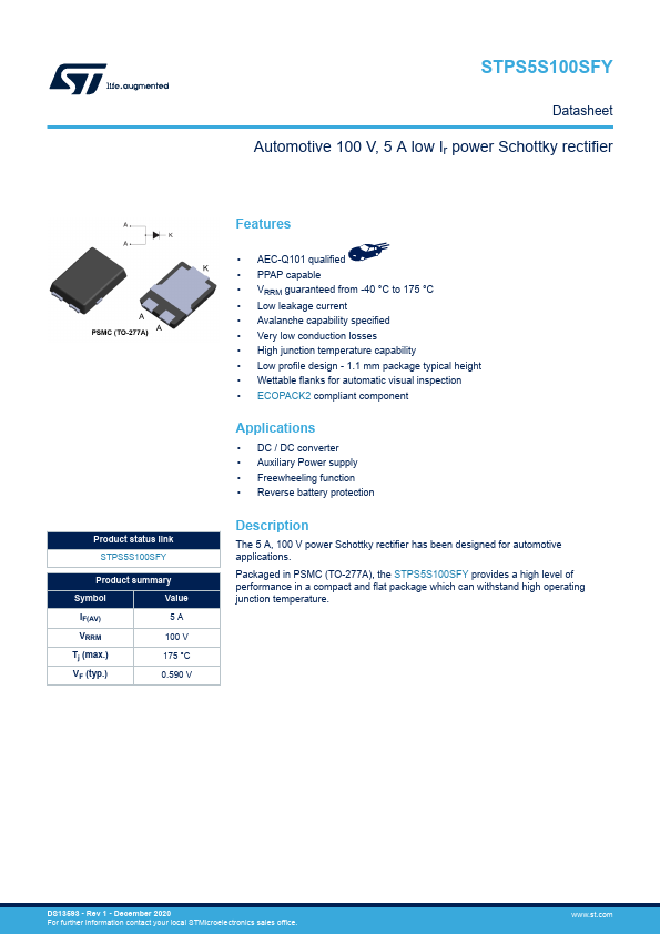 STPS5S100SFY Datasheet Preview