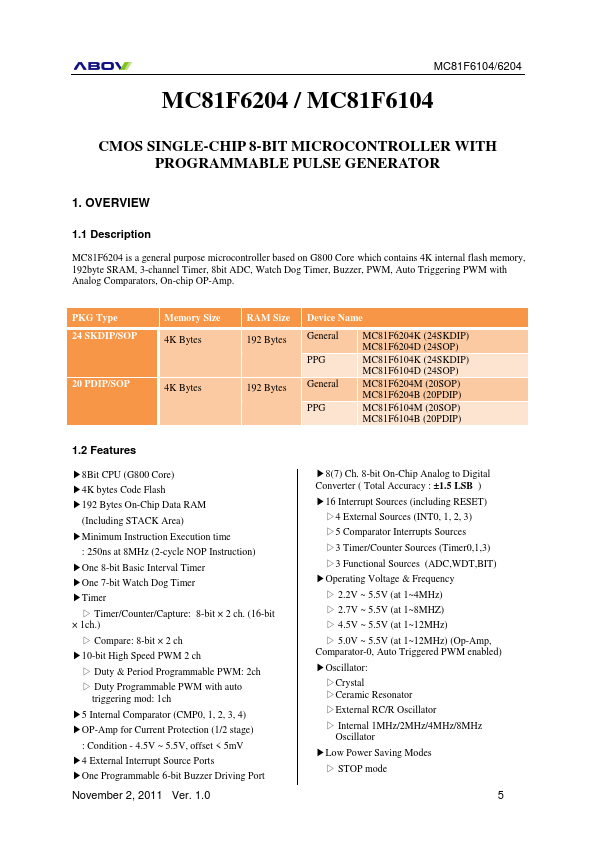 MC81F6104 page 2 preview