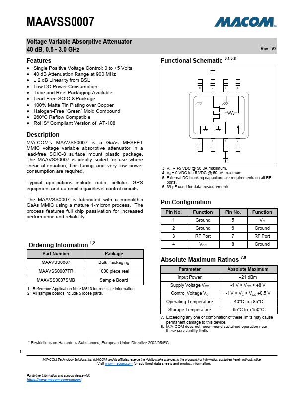 MAAVSS0007 Datasheet Preview