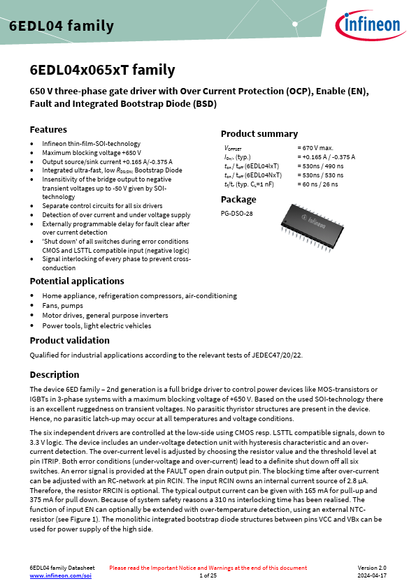 6EDL04I065PT Datasheet Preview