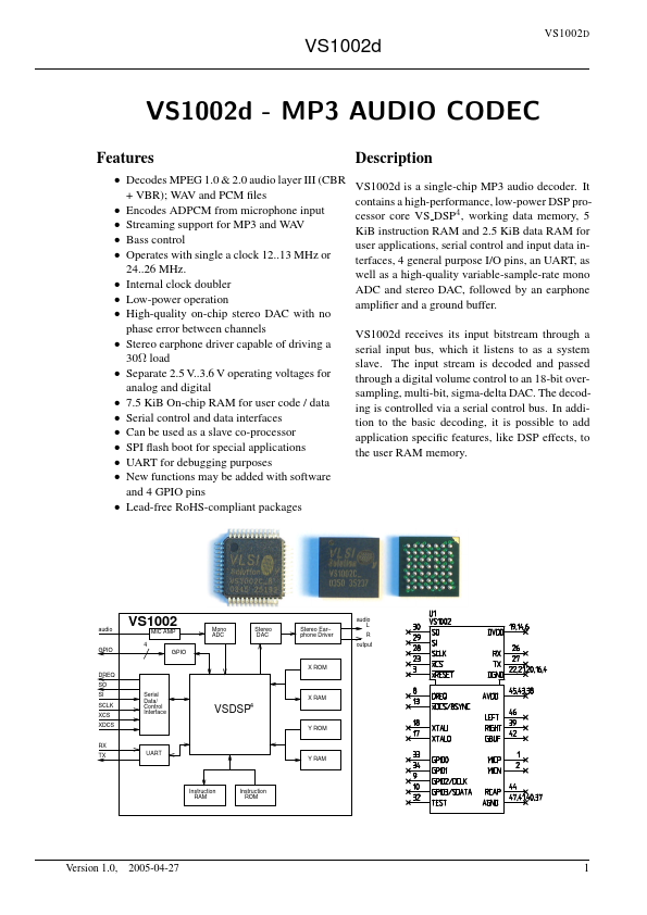 VS1002d Datasheet Preview