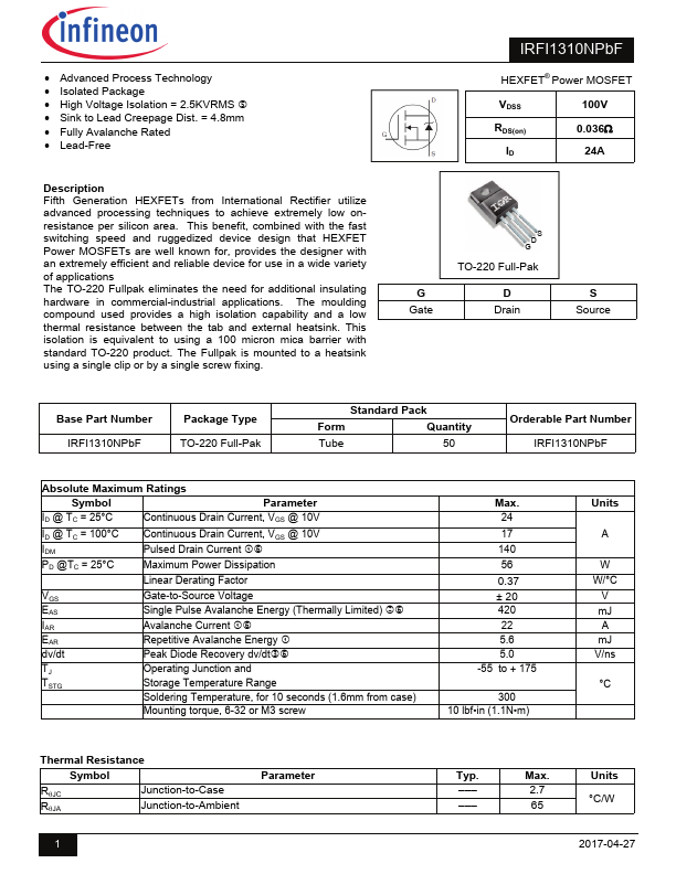 IRFI1310NPBF