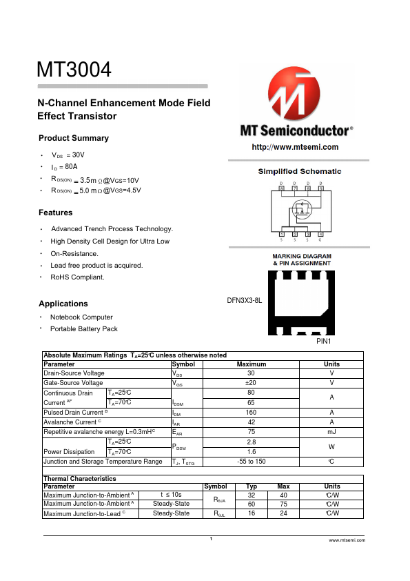 MT3004 Datasheet Preview