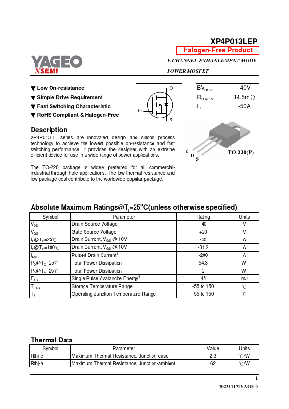 XP4P013LEP Datasheet Preview