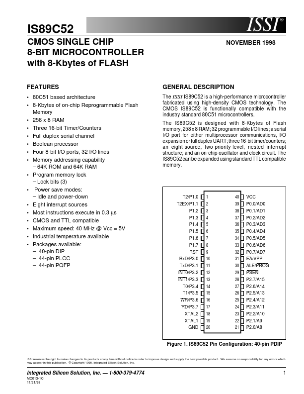 IS89C52-12PQI