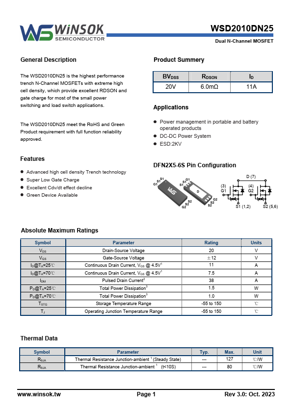 WSD2010DN25 Datasheet Preview