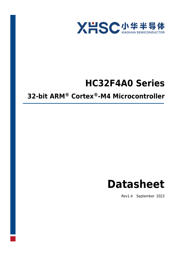 HC32F4A0 32-bit microcontroller by XHSC - Datasheet Preview