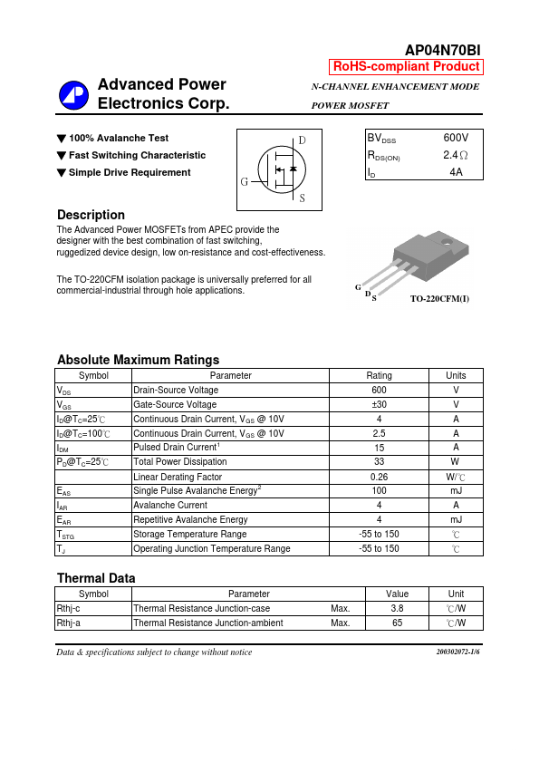 AP04N70BI